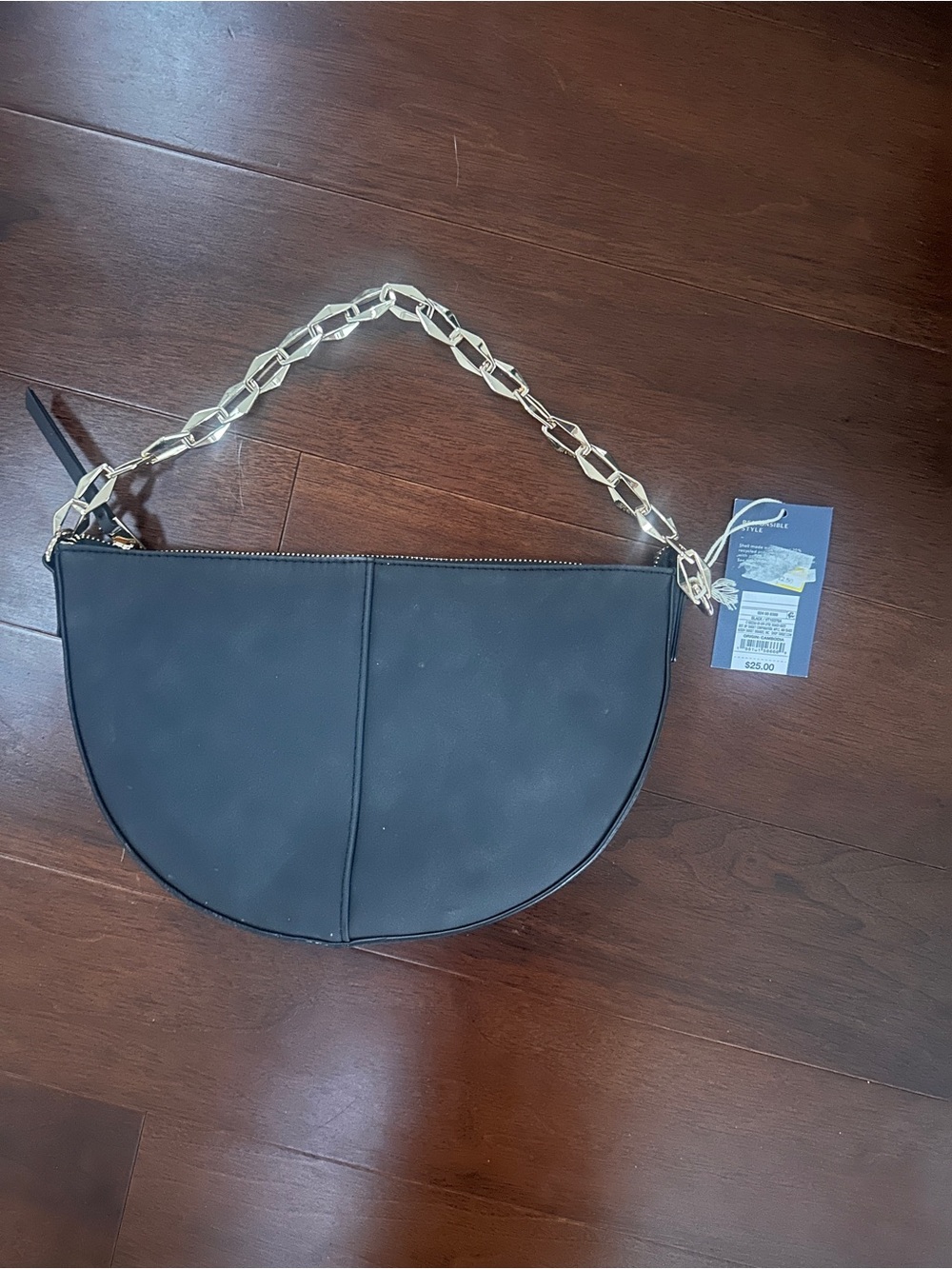 Universal Thread Black Half Moon Shoulder Bag with Gold Chain Strap